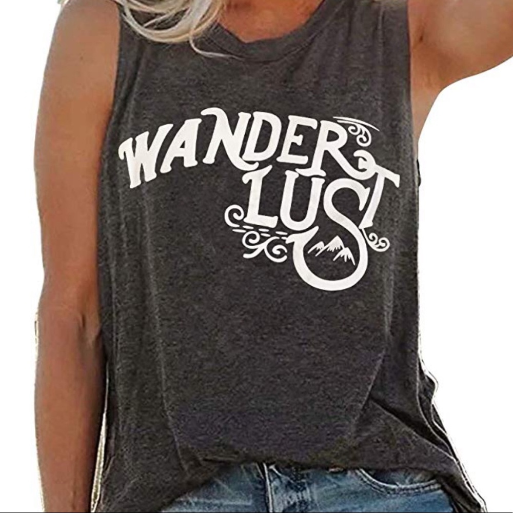 Wanderlust Tank - Charcoal